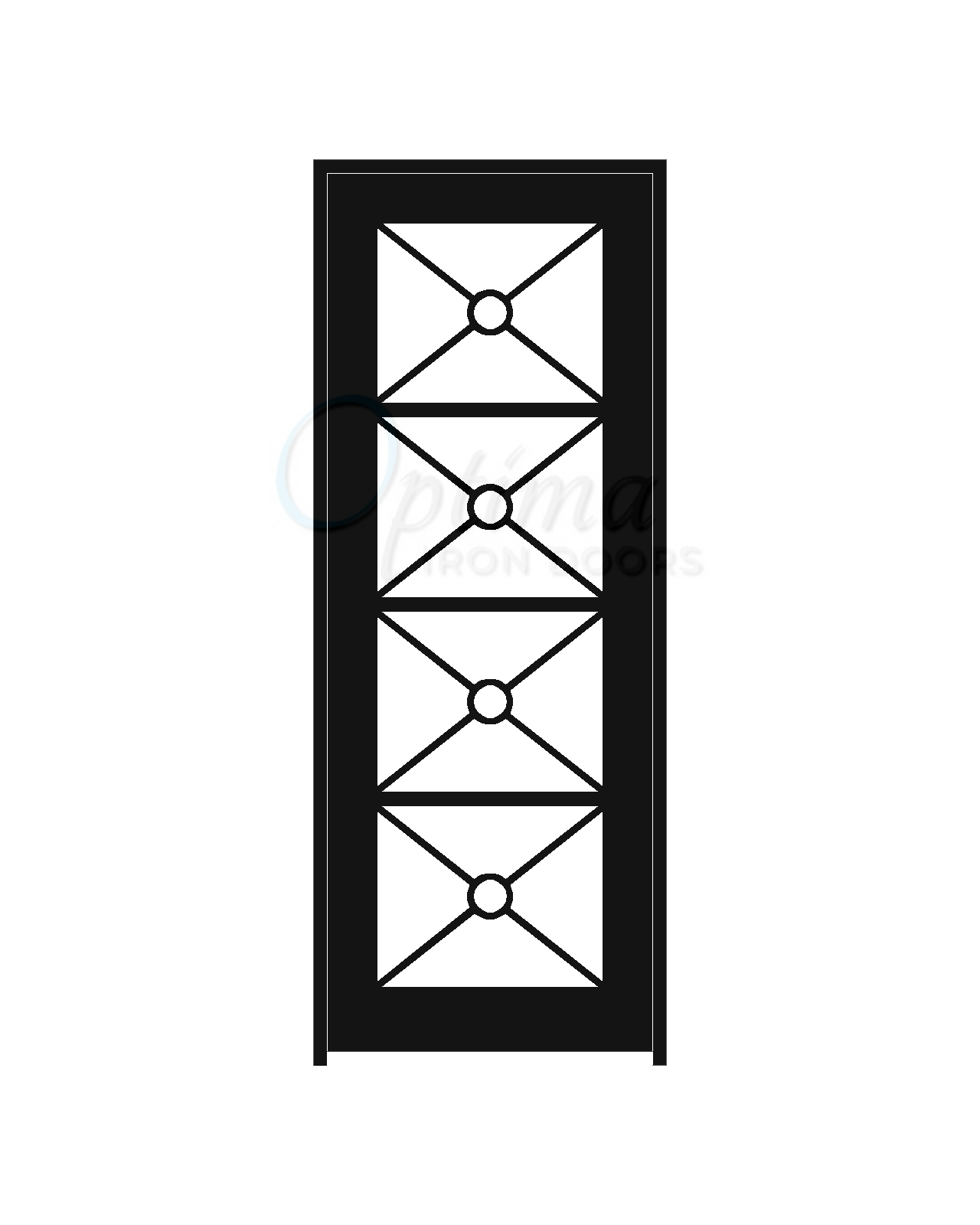 KEOPS Standard Profile Square Top Full Lite Decorative Glass Single Iron Door