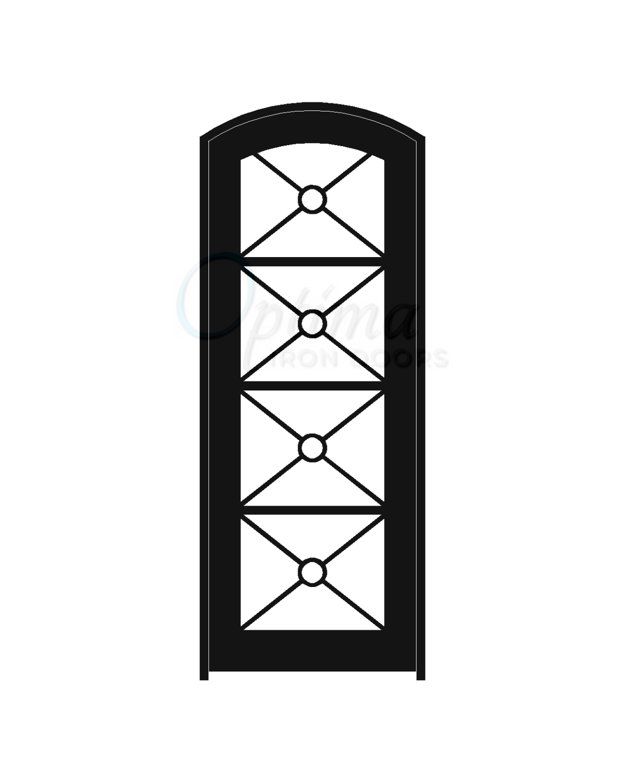 KEOPS Standard Profile Arch Top Full Lite Decorative Glass Single Iron Door