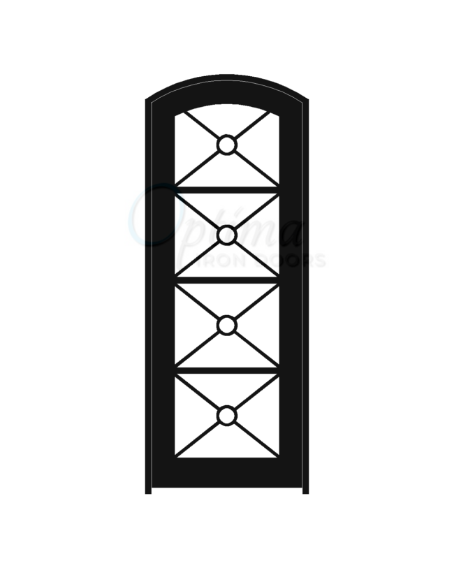 KEOPS Standard Profile Arch Top Full Lite Decorative Glass Single Iron Door