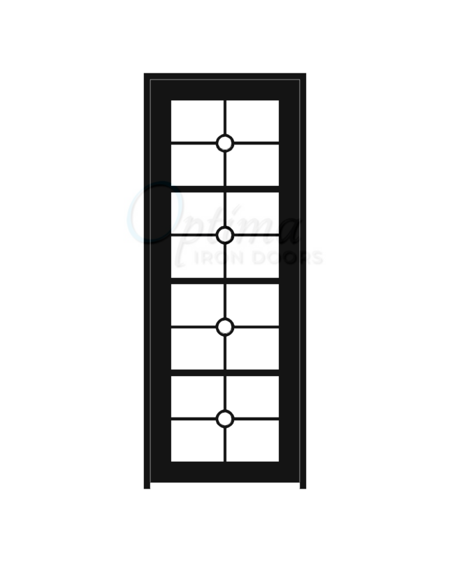 PRESLEY Standard Profile Square Top 4 Lite Full Lite Decorative Glass Single Iron Door